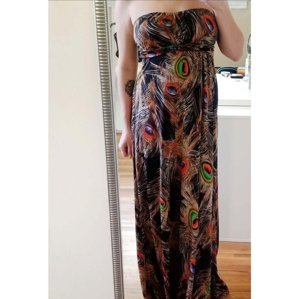 Strapless maxi multicolored dress size small
